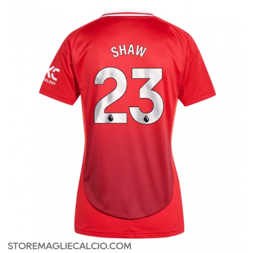 Manchester United Luke Shaw #23 Maglia Gara Casa Repliche 2024-25 Donna Maniche Corte Manchester United Luke Shaw #23 Maglia Gara Casa Repliche 2024-25 Donna Maniche Corte
